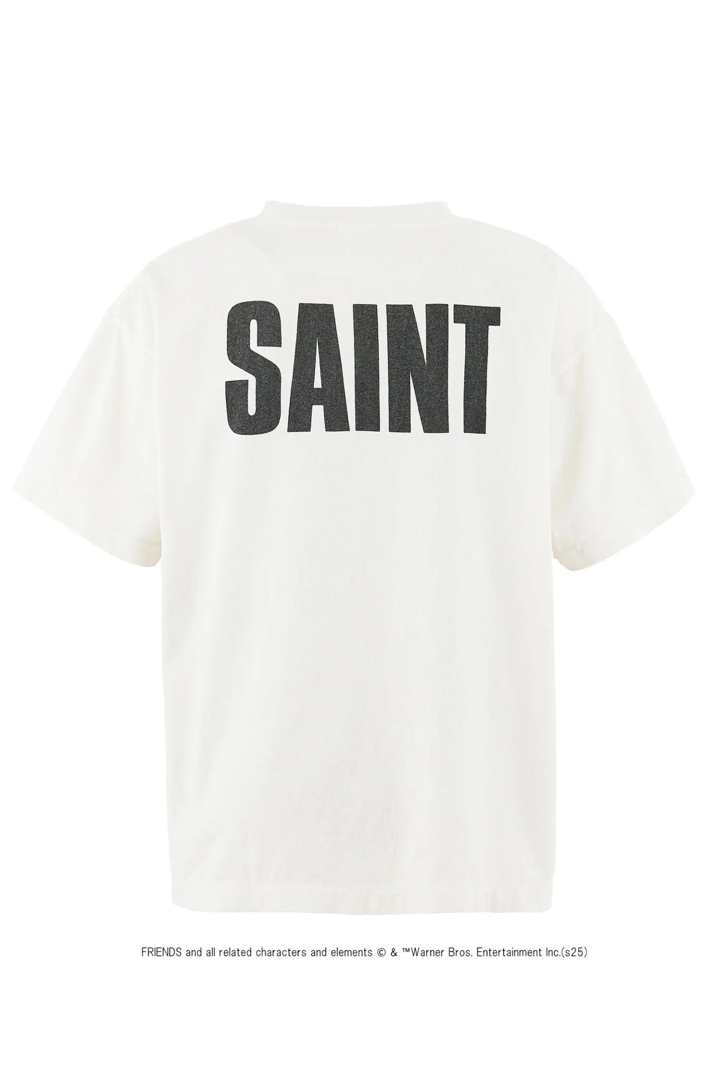 SAINT Mxxxxxx × FRIENDS FRD_SS TEE/FRIENDS/WHT American TV series Friends co-branded short-sleeves White stills TEE Beige S-XL Ready-made garments washed and distressed The top domestic printing factory God restored the correct accessories Friends co-branded wash mark Top purchasing level